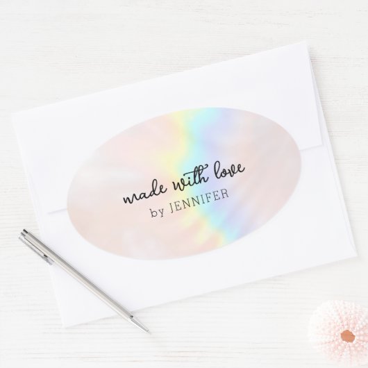 pastel holografische regenboog ovale sticker (Envelop)