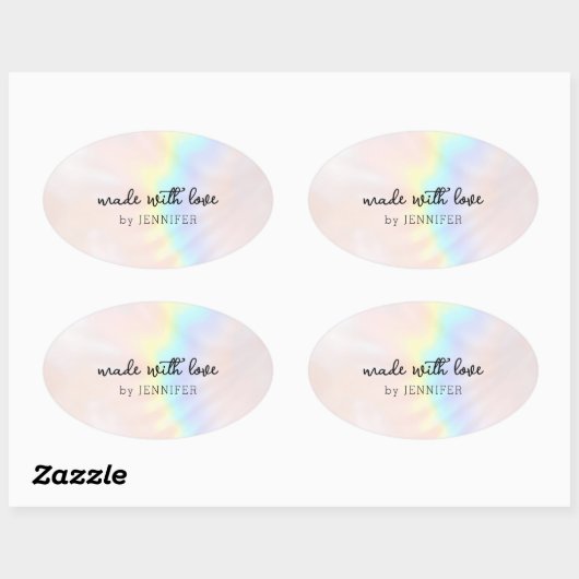 pastel holografische regenboog ovale sticker (Vel)