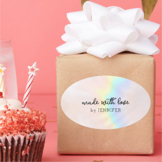 pastel holografische regenboog ovale sticker