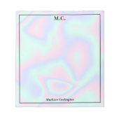 Pastel Holografische Textuur Monogram Initialen Notitieblok (Voorkant)