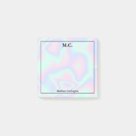 Pastel Holografische Textuur Monogram Initialen Post-it® Notes