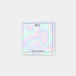 Pastel Holografische Textuur Monogram Initialen Post-it® Notes
