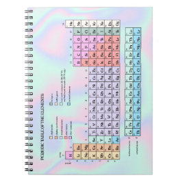 Pastel Holografische Textuur Periodieke Tabel Notitieboek