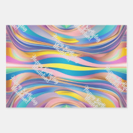 pastel holografische verjaardag inpakpapier vel