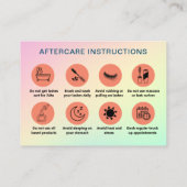 Pastel holografische wimper na zorginstructie visitekaartje (Achterkant)