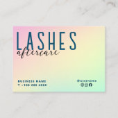 Pastel holografische wimper na zorginstructie visitekaartje (Voorkant)