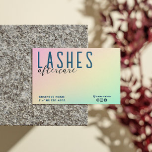 Pastel holografische wimper na zorginstructie visitekaartje
