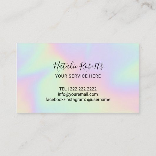 Pastel Holographic Beauty Salon & Spa Customer Klantenkaartje (Achterkant)