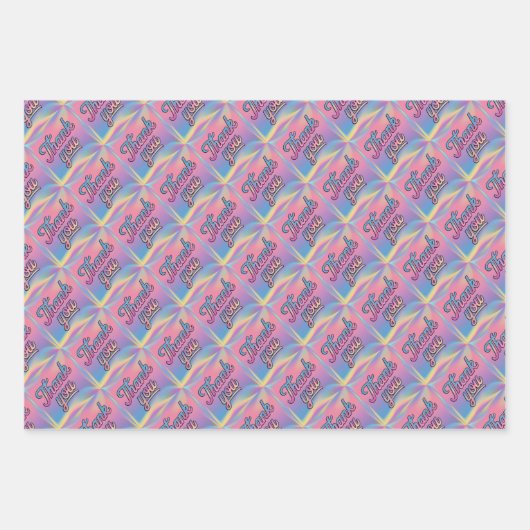 Pastel Holographic Bedankt Script Wrapping Paper (Voorkant 2)