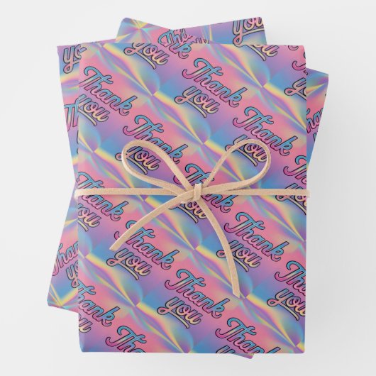 Pastel Holographic Bedankt Script Wrapping Paper (In situ)