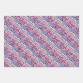 Pastel Holographic Bedankt Script Wrapping Paper