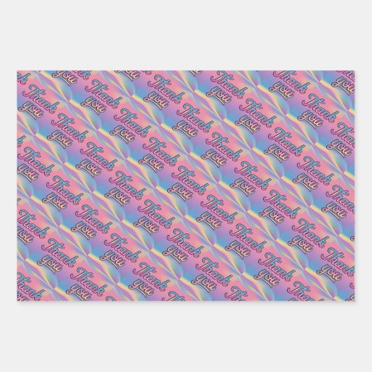 Pastel Holographic Bedankt Script Wrapping Paper (Voorkant)