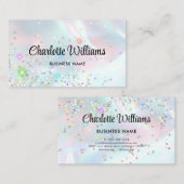 Pastel Holographic Elegant Glitter Iridescent Visitekaartje (Voorkant / Achterkant)