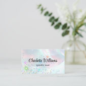 Pastel Holographic Elegant Glitter Iridescent Visitekaartje (Staand voorkant)