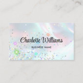 Pastel Holographic Elegant Glitter Iridescent Visitekaartje (Voorkant)