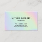 Pastel Holographic Elegant Photography Visitekaartje (Achterkant)
