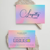 Pastel Holographic Elegant Script Kleding Store Klantenkaartje