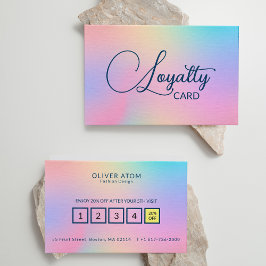 Pastel Holographic Elegant Script Kleding Store Klantenkaartje