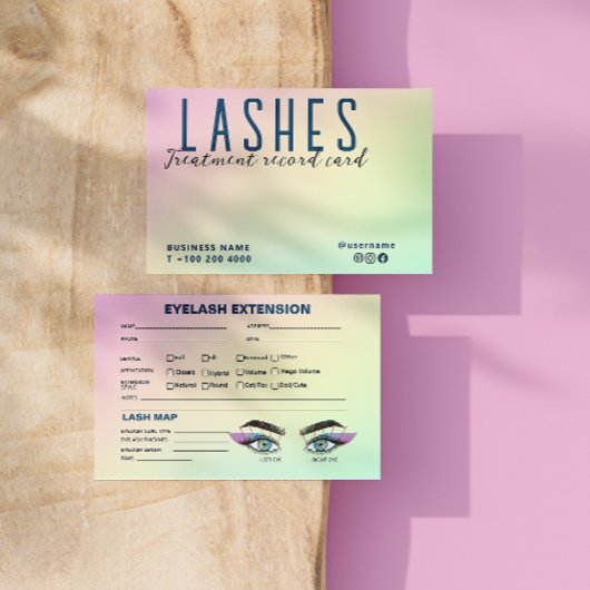Pastel Holographic Eyelash Extension Record Kaart Visitekaartje