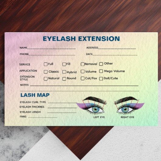 Pastel Holographic Eyelash Extension Record Kaart Visitekaartje