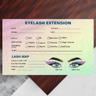 Pastel Holographic Eyelash Extension Record Kaart Visitekaartje