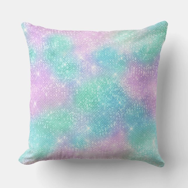 PASTEL HOLOGRAPHIC GLITTER CUSHION KUSSEN (Voorkant)