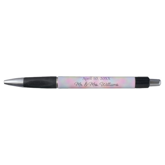 Pastel Holographic Glitter Personalized Weddenscha Pen (Voorkant)