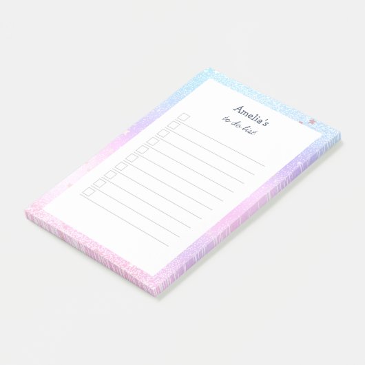 Pastel Holographic Glitter Stars die bedoeld zijn  Post-it® Notes (Schuin)