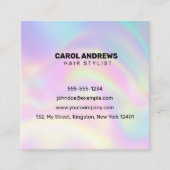 Pastel Holographic Haarstylist Logo Vierkante Visitekaartje (Voorkant)