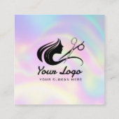 Pastel Holographic Haarstylist Logo Vierkante Visitekaartje (Achterkant)