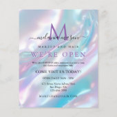 Pastel Holographic Makeup Artist Grand Opening Flyer (Achterkant)
