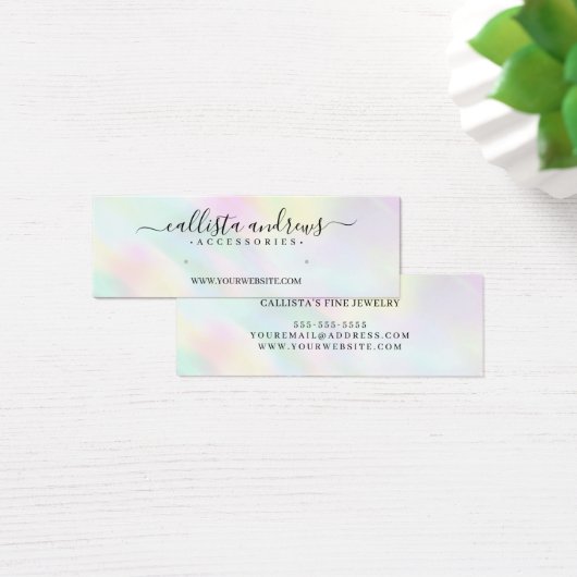 Pastel Holographic Rainbow Earring Display Kaart (Bureau)