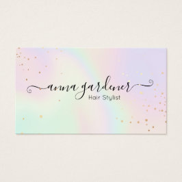 Pastel Holographic Rainbow Glam Gold Splatter Visitekaartje