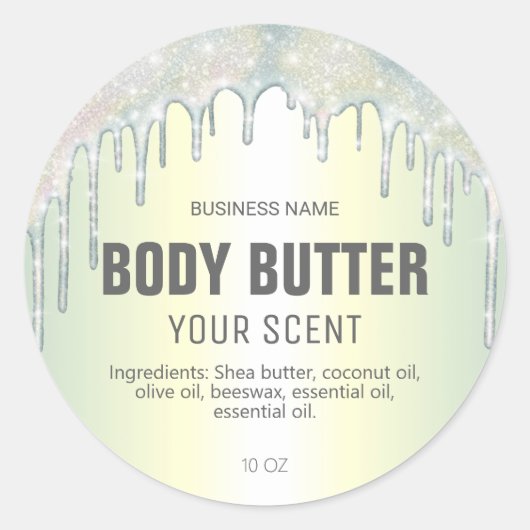 Pastel Holographic Shimmer Body Butter Labels (Voorkant)