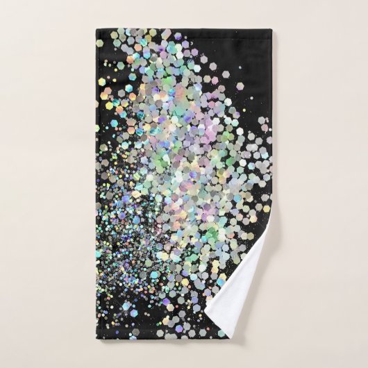 PASTEL HOLOGRAPHIC SPLASH BLACK BATHROOM TOWEL SET BAD HANDDOEK (Handdoek)