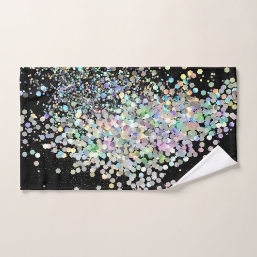 PASTEL HOLOGRAPHIC SPLASH BLACK BATHROOM TOWEL SET BAD HANDDOEK (Handdoek)