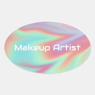 Pastel Holographic Swirl Abstract Ovale Sticker