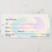 Pastel Holographic Unicorn Modern Gift Kaart (Achterkant)