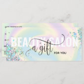 Pastel Holographic Unicorn Modern Gift Kaart (Voorkant / Achterkant)