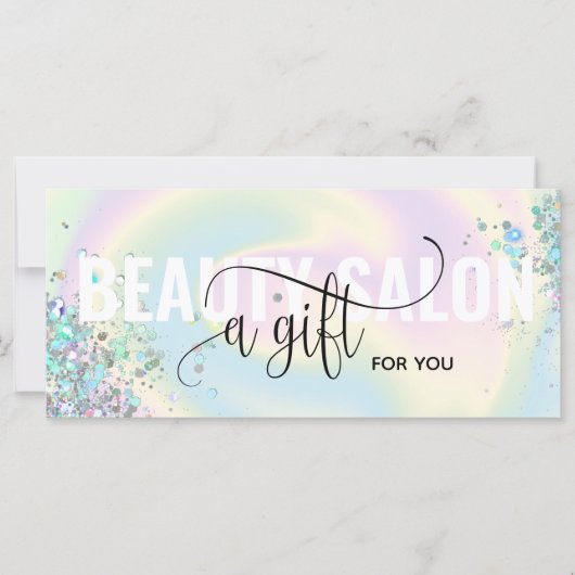 Pastel Holographic Unicorn Modern Gift Kaart (Voorkant)