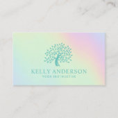 Pastel Holographic Yoga Instructor Tree Logo Visitekaartje (Voorkant)