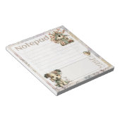 Pastel Hond & Bloem - Vogelhuisje Lente Design Notitieblok (Schuin)