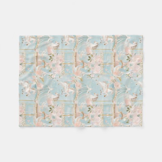 Pastel Horse Carousel Pattern Fleece Deken (Voorkant (Horizontaal))