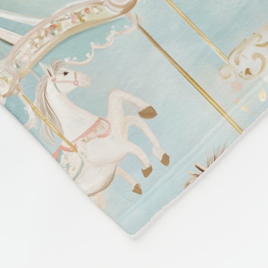 Pastel Horse Carousel Pattern Fleece Deken (Hoek)