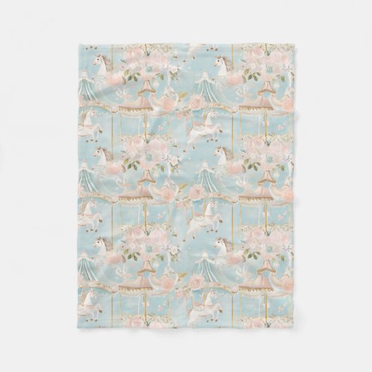Pastel Horse Carousel Pattern Fleece Deken (Voorkant)