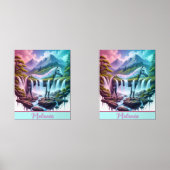 Pastel Horse Waterval Fantasy Landschap Muurkunst Sets (Voorkant)