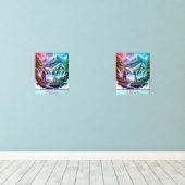 Pastel Horse Waterval Fantasy Landschap Muurkunst Sets (Houten vloer)