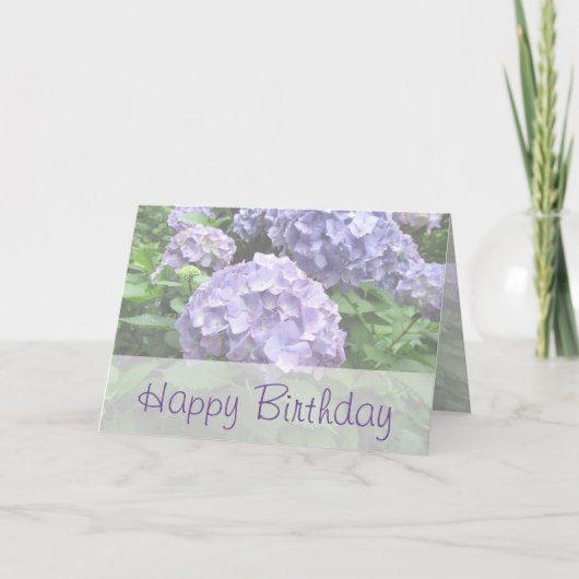 Pastel hortensia's bij Trebah Birthday Kaart (Voorkant)