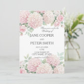 Pastel hortensia's en rozen budget Bruiloft Kaart (Staand voorkant)