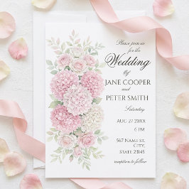 Pastel hortensia's en rozen Budget Huwelijks Uitno Kaart